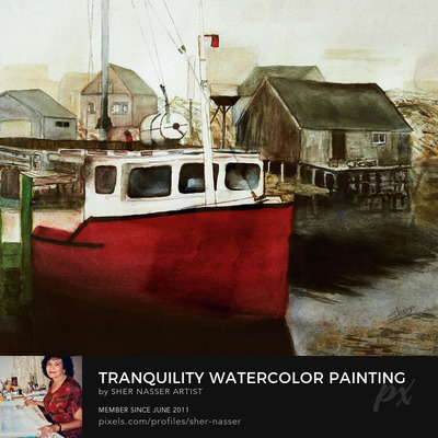 Tranquility Watercolor Painting Port Moody British Columbia Canada Wall Art
